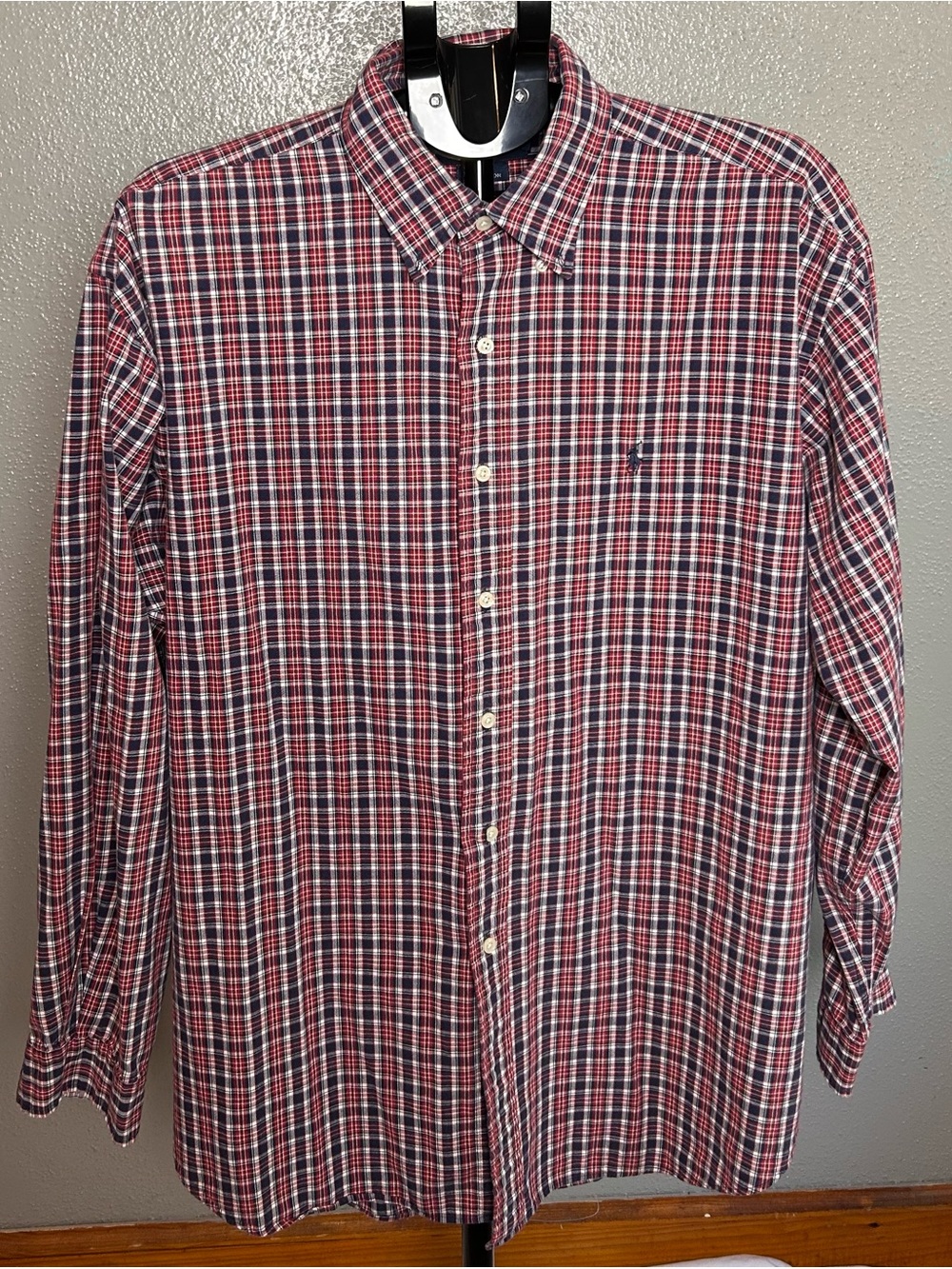 Ralph Lauren Red and Navy Plaid Button-Down Shirt